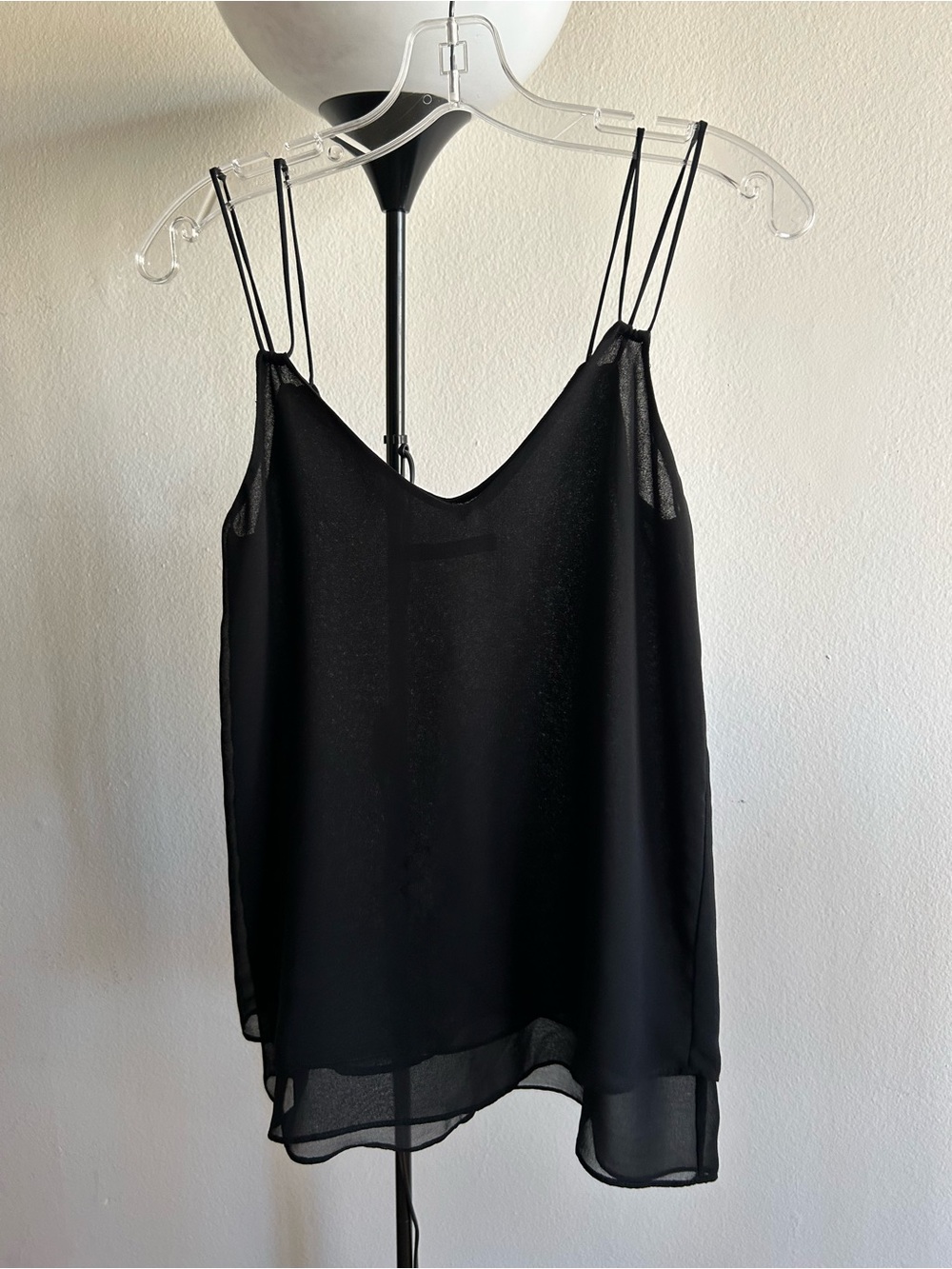 Zara Black Double-Strap Sheer Chiffon Cami